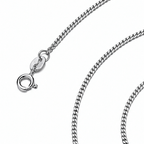 The Erin Fine Curb Chain Necklace — Sterling Silver spring-ring clasp and S925-tag curb-chain detail on pale greige, reference-based AI visualization.
