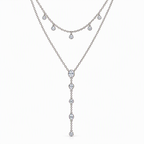 The Lyra CZ Y-Drop Lariat — Silver lariat front detail — correct main setting, white studio treatment; reference-based AI visualization