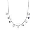 The Astrid CZ Link Necklace — silver-tone CZ charm necklace, clean front flatlay in white studio; AI-enhanced supplier view.
