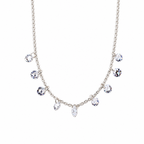 The Astrid CZ Link Necklace — silver-tone CZ charm necklace, clean front flatlay in white studio; AI-enhanced supplier view.