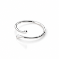 The Nova Open Geometric Band — polished silver-tone product-only front three-quarter hero on a pearl-white studio background; reference-based AI visualization.