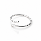 The Nova Open Geometric Band — polished silver-tone product-only front three-quarter hero on a pearl-white studio background; reference-based AI visualization.