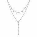 The Lyra CZ Y-Drop Lariat — Silver full flat-lay close view, white studio treatment; reference-based AI visualization