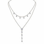 The Lyra CZ Y-Drop Lariat — Silver full relaxed-drape view, white studio treatment; reference-based AI visualization