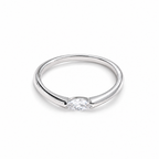 The Aure Marquise-Cut CZ Ring, polished silver front three-quarter product-only hero on a pearl-white studio background — reference-based AI visualization.