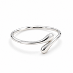The Nova Open Geometric Band — polished silver-tone low side-profile product view on a pearl-white studio background; reference-based AI visualization.