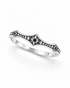 The Runa Starburst Ring — bright silver-tone finish, complete overhead diagonal view on a pearl-white studio background; reference-based AI visualization.